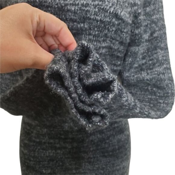 ZARA KNIT Women Tunic Sweater SZ M Wool Heather Gray Turtleneck Soft Stretchy - Picture 9 of 10